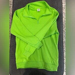 PINK Victoria's Secret Bright Green Zip-Up Sweater